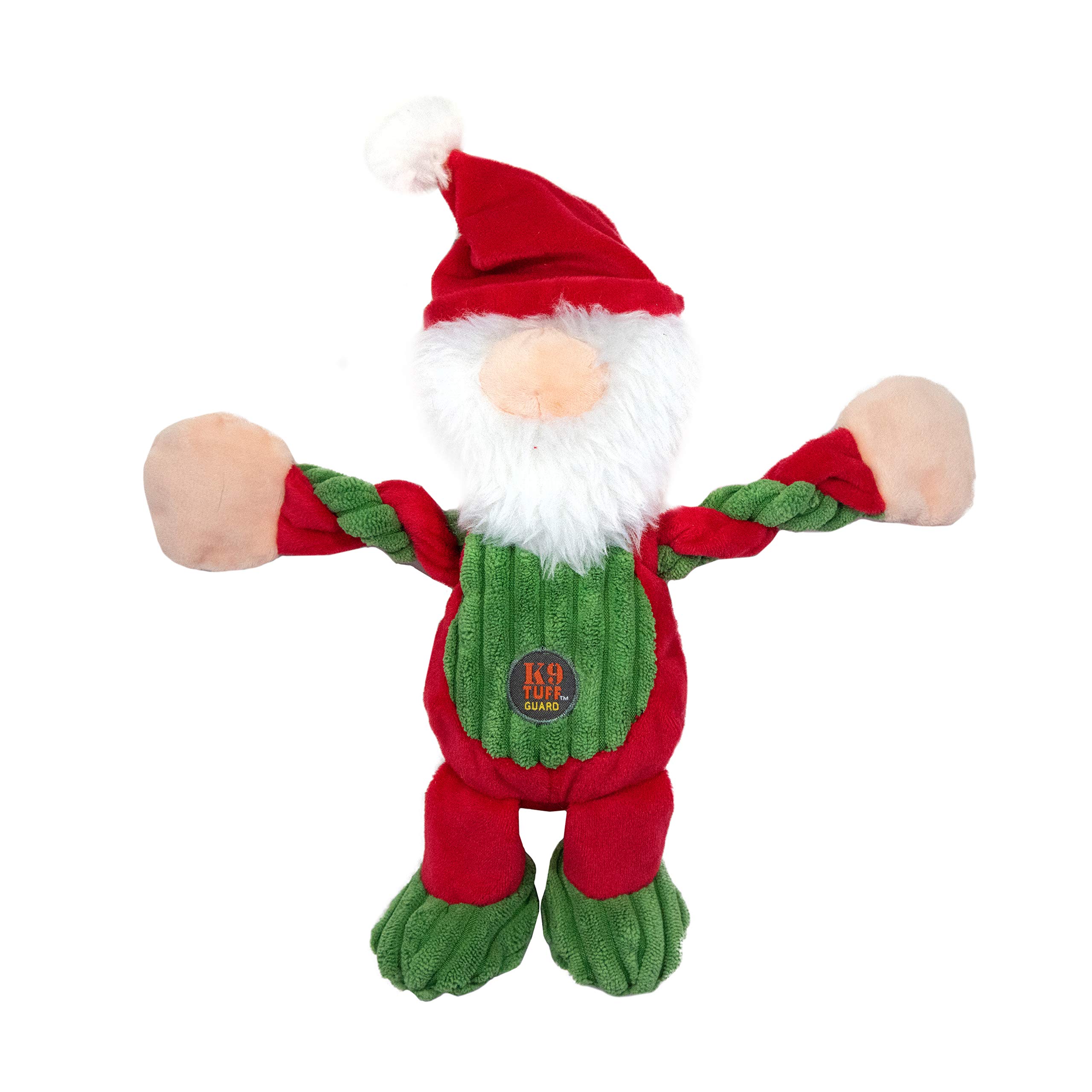 Charming Pet Pulleez Holiday Santa Gnome Squeaky Plush Dog Toy